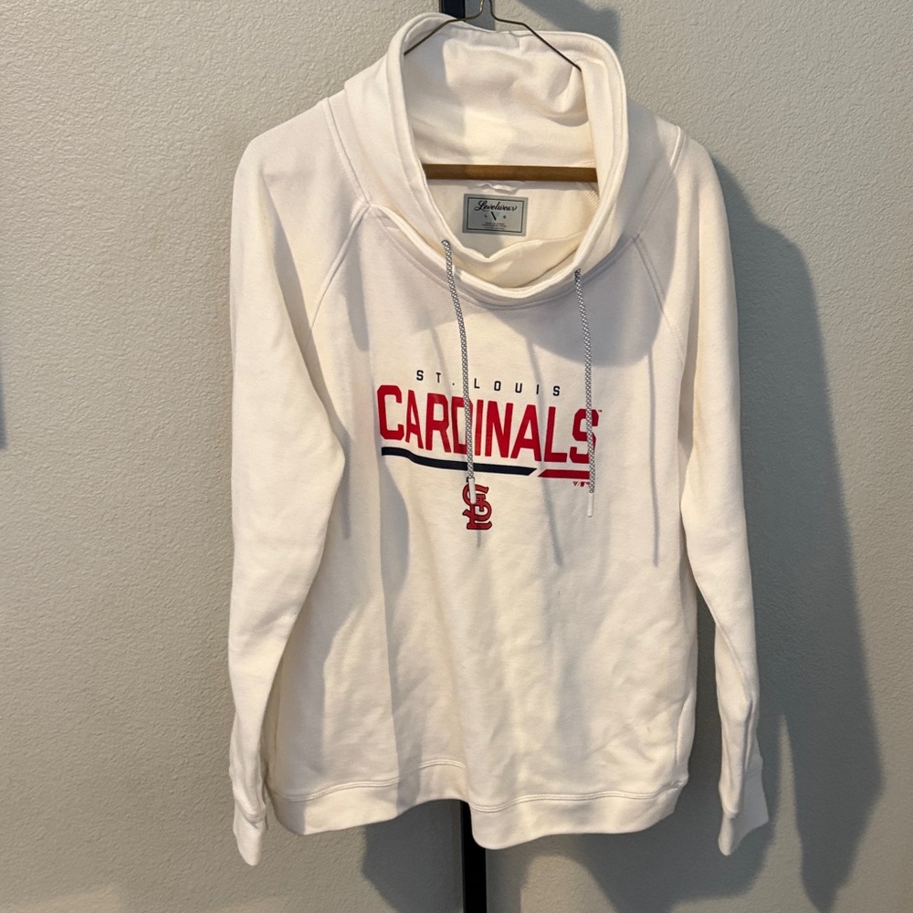 Women's Cream St. Louis Cardinals Cowl Neck Sweater